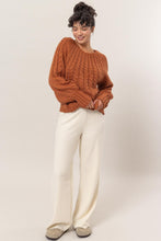 Load image into Gallery viewer, HYFVE Cable-Knit Round Neck Raglan Sleeve Sweater
