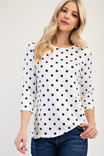 Load image into Gallery viewer, Celeste Full Size Polka Dot Round Neck Three-Quarter Sleeve T-Shirt
