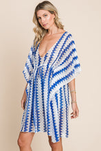Load image into Gallery viewer, Cotton Bleu by Nu Lab Tied Striped Plunge Half Sleeve Cover-Up
