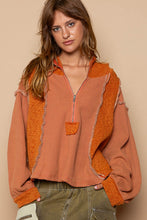 Load image into Gallery viewer, POL Half Zip Exposed Seam Contrast Thermal Hoodie
