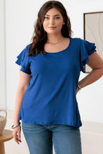 Load image into Gallery viewer, Gilli Plus Size Short Fluttery Sleeve Round Neck Top
