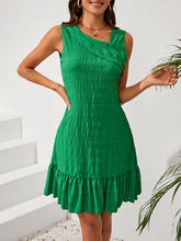 Load image into Gallery viewer, Ruffle Hem Asymmetrical Neck Sleeveless Dress
