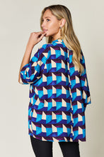 Load image into Gallery viewer, Double Take Full Size Geometric Notched Half Sleeve Blouse

