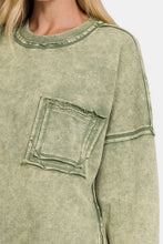 Load image into Gallery viewer, Zenana Exposed Seam Round Neck Dropped Shoulder Sweatshirt
