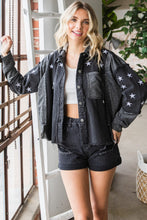 Load image into Gallery viewer, Veveret Star Embroidered Hooded Denim Jacket
