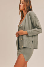 Load image into Gallery viewer, MABLE 3 Pieces Sweater Set with Crop Cami, Mini Skirt, Cardigan
