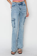 Load image into Gallery viewer, RISEN Full Size High Rise Cargo Flare Jeans
