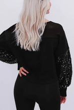 Load image into Gallery viewer, Sequin Boat Neck Long Sleeve Blouse
