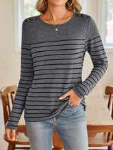 Load image into Gallery viewer, Lovelet Striped Round Neck Long Sleeve T-Shirt
