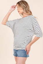 Load image into Gallery viewer, BOMBOM Striped Boat Neck Dolman Sleeve Top
