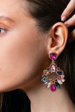 Load image into Gallery viewer, Zinc Alloy Frame Glass Stone Dangle Earrings
