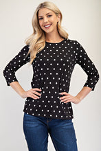 Load image into Gallery viewer, Celeste Full Size Polka Dot Round Neck Three-Quarter Sleeve T-Shirt
