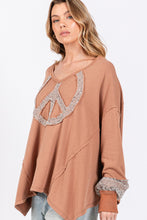 Load image into Gallery viewer, SAGE + FIG Peace Sign Mineral Wash Terry Top
