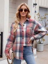 Load image into Gallery viewer, Mandy Pocketed Plaid Collared Neck Long Sleeve Shirt
