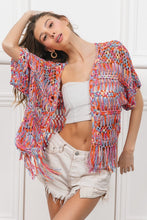 Load image into Gallery viewer, BiBi Open Front Fringed Crop Knit Cardigan
