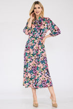 Load image into Gallery viewer, Celeste Full Size Floral Midi Dress with Bow Tied
