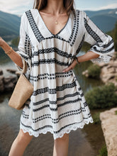 Load image into Gallery viewer, Lace Detail Printed Three-Quarter Sleeve Dress
