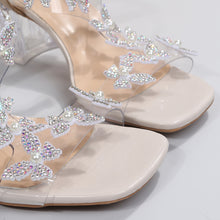 Load image into Gallery viewer, Butterfly Detail Open Toe Mid Heel Sandals
