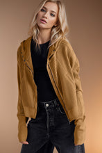 Load image into Gallery viewer, Double Take Waffle-Knit Zip Up Long Sleeve Hooded Jacket
