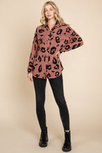 Load image into Gallery viewer, BOMBOM Animal Print Button Up Knit Shacket
