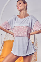 Load image into Gallery viewer, BiBi Leopard Block Exposed Seams T-Shirt
