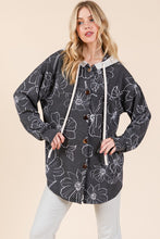 Load image into Gallery viewer, BOMBOM Drawstring Flower Print Button Up Shacket
