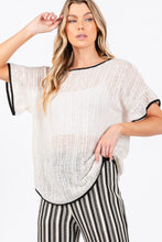 Load image into Gallery viewer, GeeGee Contrast Trim Short Sleeve Knit Cover Up
