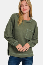 Load image into Gallery viewer, Zenana Exposed Seam Side Slit Long Sleeve Top
