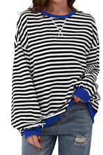 Load image into Gallery viewer, Striped Round Neck Long Sleeve Sweatshirt
