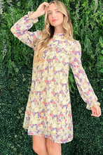 Load image into Gallery viewer, And The Why Floral Mock Neck Flounce Sleeve Dress
