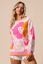 Load image into Gallery viewer, BiBi Flower Pattern Contrast Sweater
