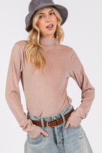 Load image into Gallery viewer, SAGE + FIG Glitter Mock Neck Lettuce Hem Long Sleeve Top
