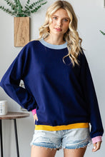 Load image into Gallery viewer, First Love Contrast Ribbed Round Neck Long Sleeve Sweater
