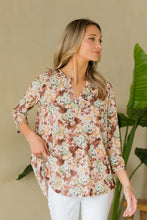 Load image into Gallery viewer, Sew In Love Full Size Wrinkle-Free Floral Notched Top
