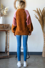 Load image into Gallery viewer, Culture Code Color Block Faux Fur Raglan Sleeve Sweatshirt
