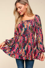 Load image into Gallery viewer, Haptics Full Size Peplum Floral Square Neck Blouse
