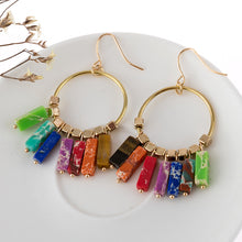 Load image into Gallery viewer, Multicolored Stone Dangle Earrings
