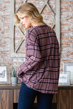 Load image into Gallery viewer, Heimish Full Size Plaid V-Neck Long Sleeve Top
