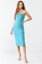 Load image into Gallery viewer, Le Lis Geometric Print Strapless Side Slit Dress
