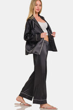 Load image into Gallery viewer, Zenana Satin Long Sleeve Shirt and Pants Pajama Set
