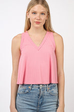 Load image into Gallery viewer, VERY J V-Neck Knit Swing Cropped Tank
