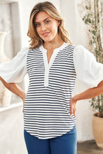 Load image into Gallery viewer, Hailey &amp; Co Striped Contrast Puff Sleeve Top
