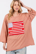 Load image into Gallery viewer, SAGE + FIG Full Size American Flag Patch Drop Shoulder T-Shirt
