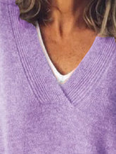 Load image into Gallery viewer, V-Neck Dropped Shoulder Sweater

