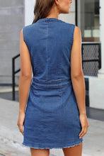 Load image into Gallery viewer, Full Size Button Up V-Neck Sleeveless Denim Dress
