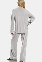 Load image into Gallery viewer, Zenana Button Down Long Sleeve Top and Pants Lounge Set
