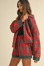 Load image into Gallery viewer, Annie Wear Contrast Plaid Long Sleeve Top and Shorts Set
