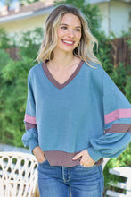 Load image into Gallery viewer, Hailey &amp; Co Color Block V-Neck Cropped sweatshirt

