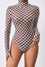 Load image into Gallery viewer, Checkered Turtleneck Long Sleeve Bodysuit
