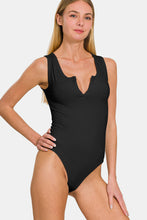 Load image into Gallery viewer, Zenana Microfiber Notched Sleeveless Bodysuit

